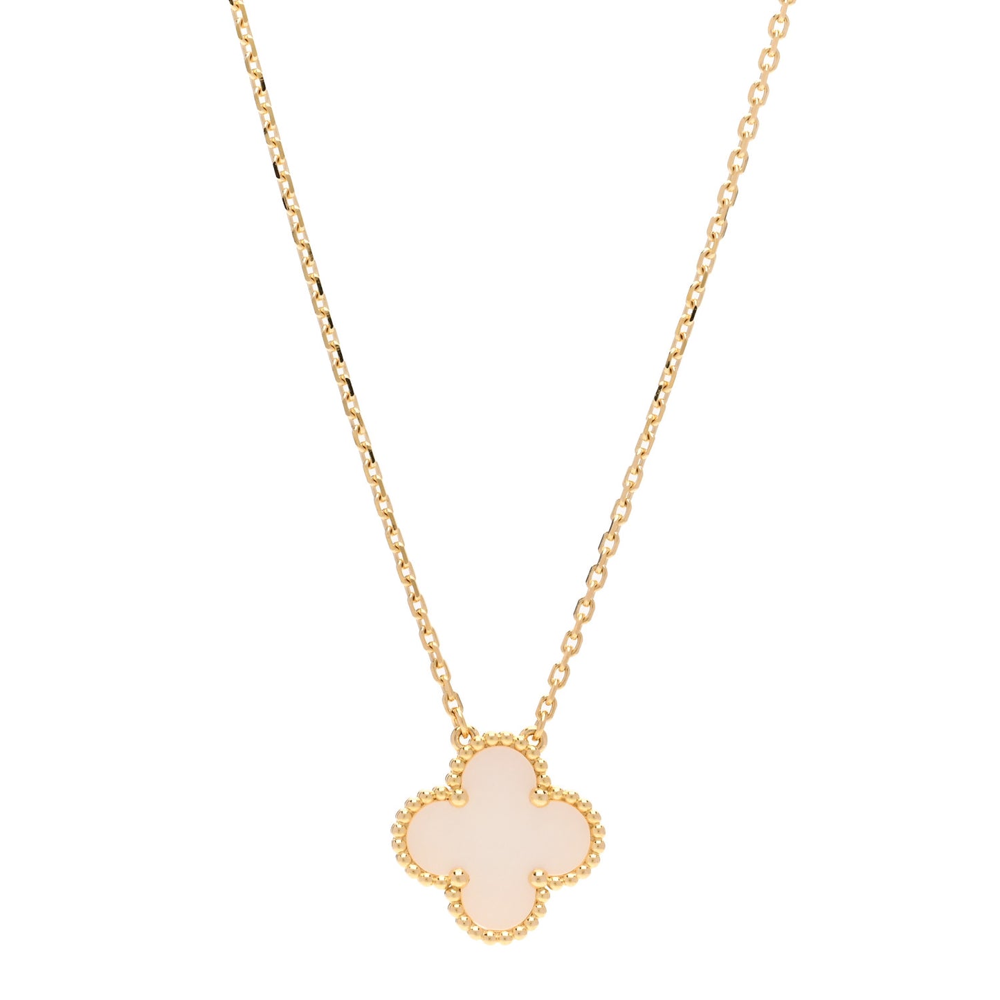 18K Yellow Gold Mother of Pearl Vintage Alhambra Pendant Necklace