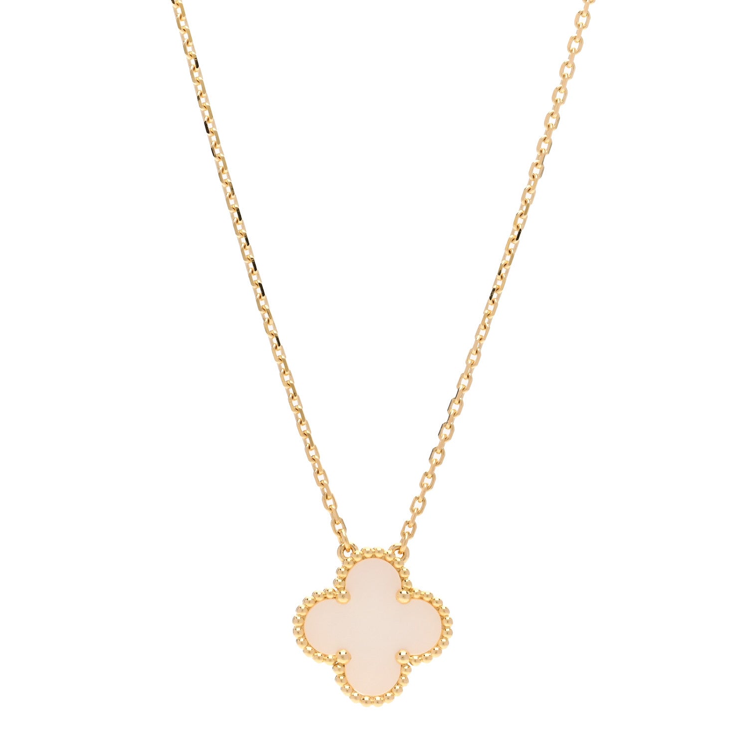 Van Cleef & Arpels 18K Yellow Gold Mother of Pearl Vintage Alhambra Pendant Necklace 1 of 5