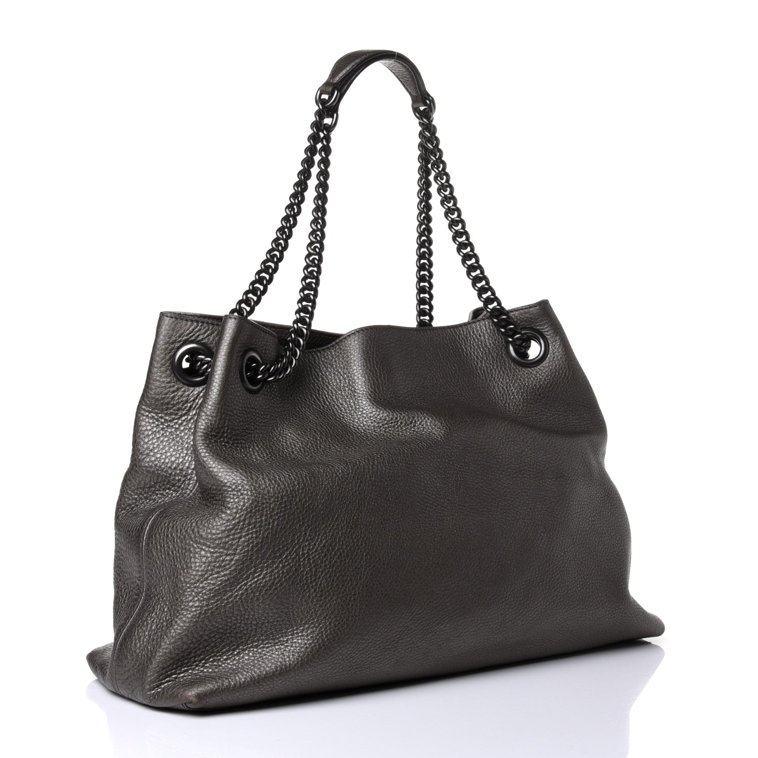 Gucci Metallic Pebbled Calfskin Medium Soho Chain Shoulder Bag Sasso 2 of 4