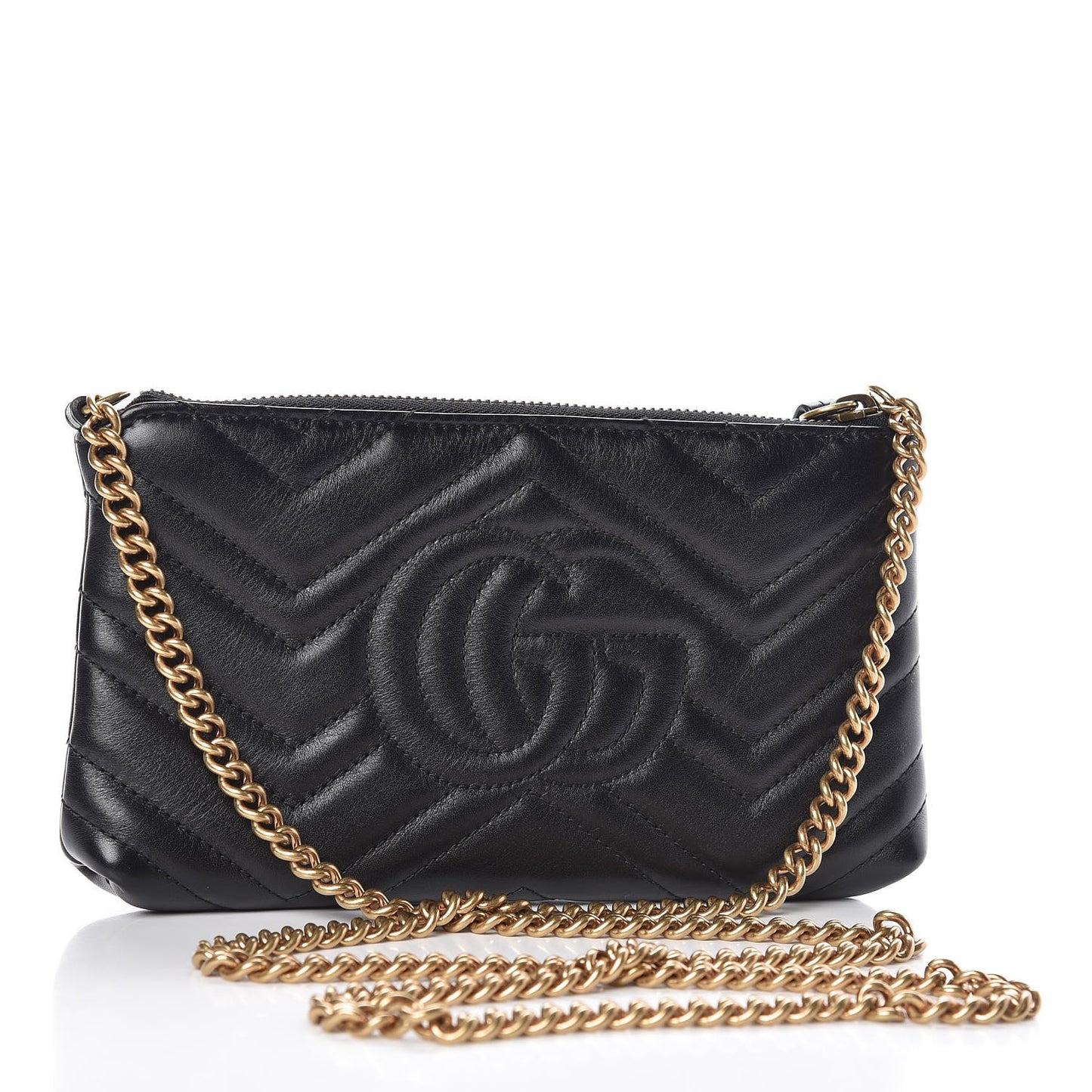 Calfskin Matelasse Mini GG Marmont Chain Bag Black
