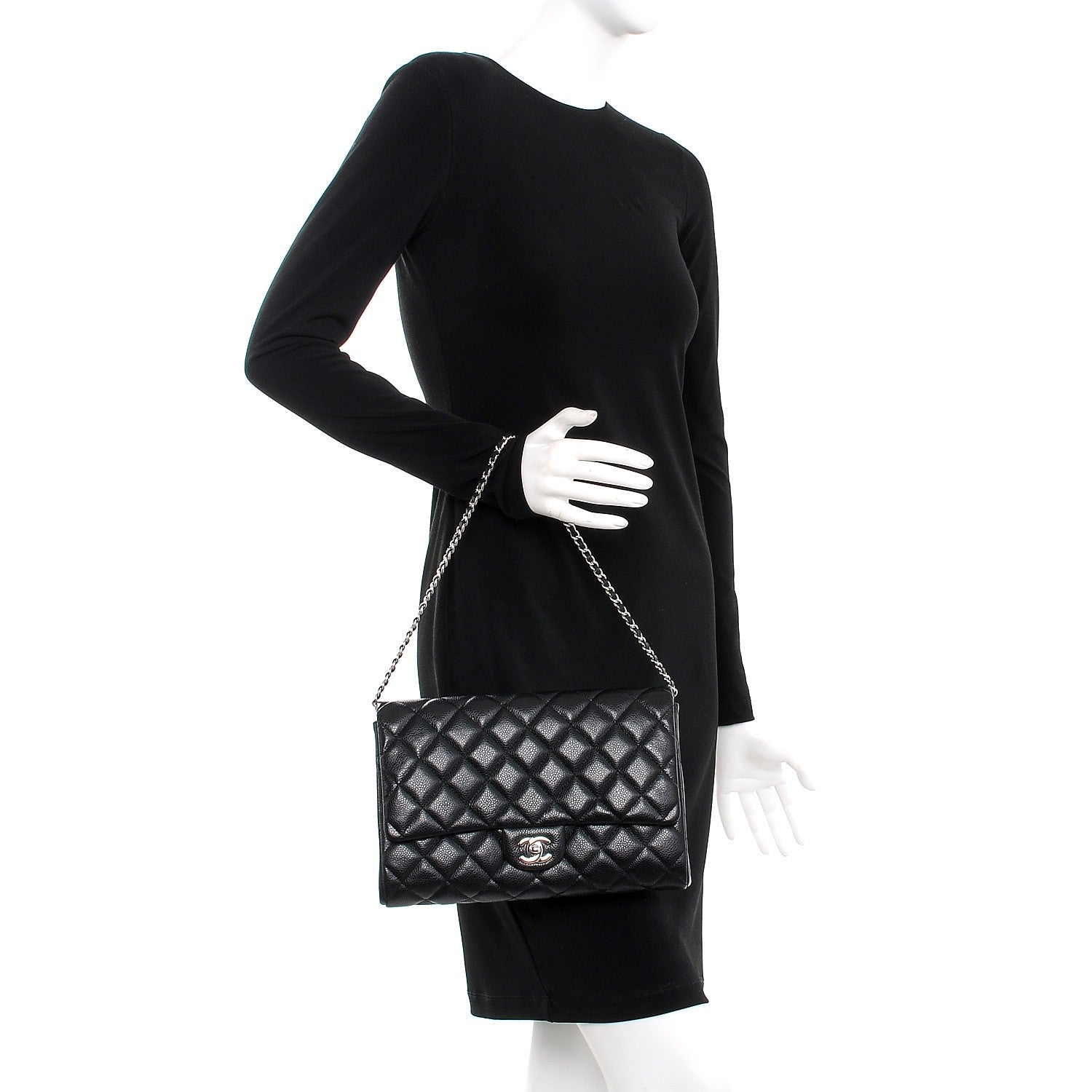 Chanel Caviar Quilted Clutch With Chain Flap Black 2 of 7