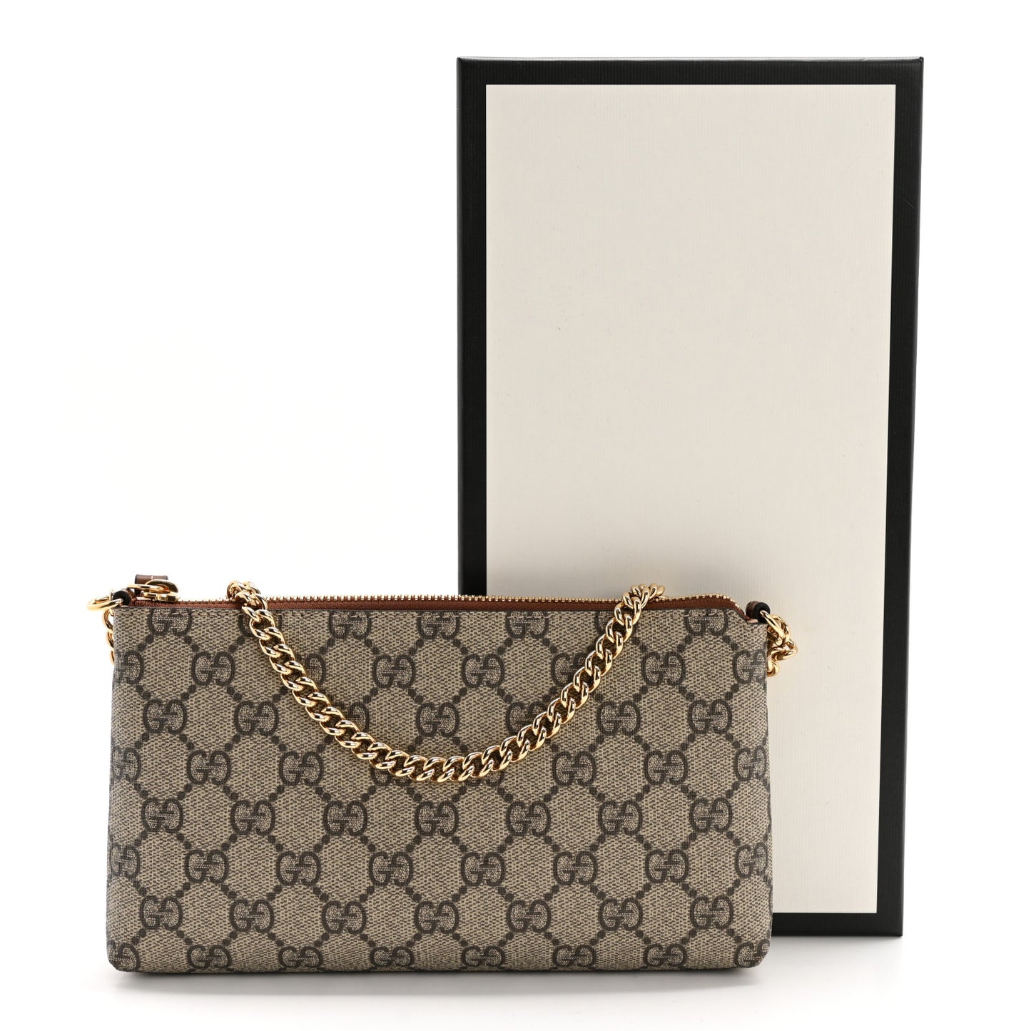 GG Supreme Monogram Wrist Wallet  Brown