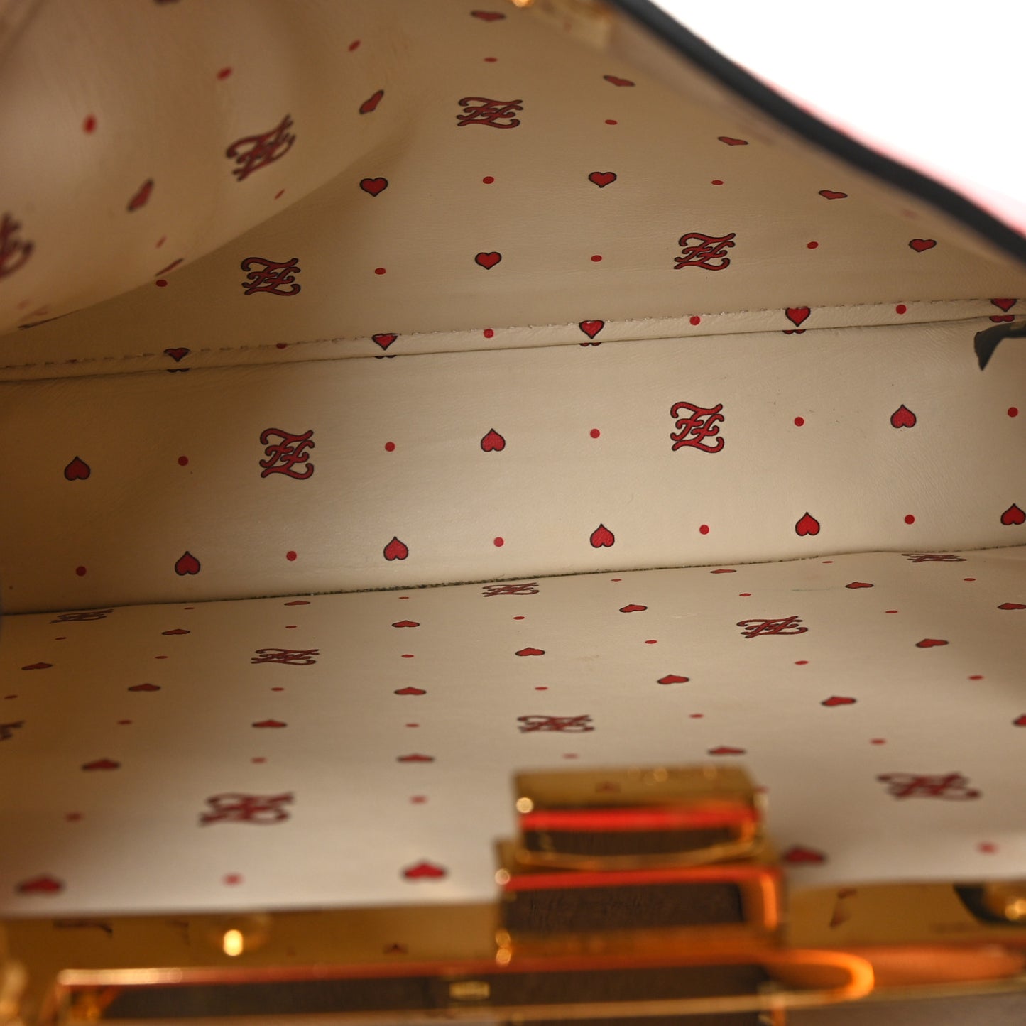 Vitello Seta Nappa Chinese Valentines Day Karligraphy Small Peekaboo I SEE U Satchel Rosso Cardinale Panna