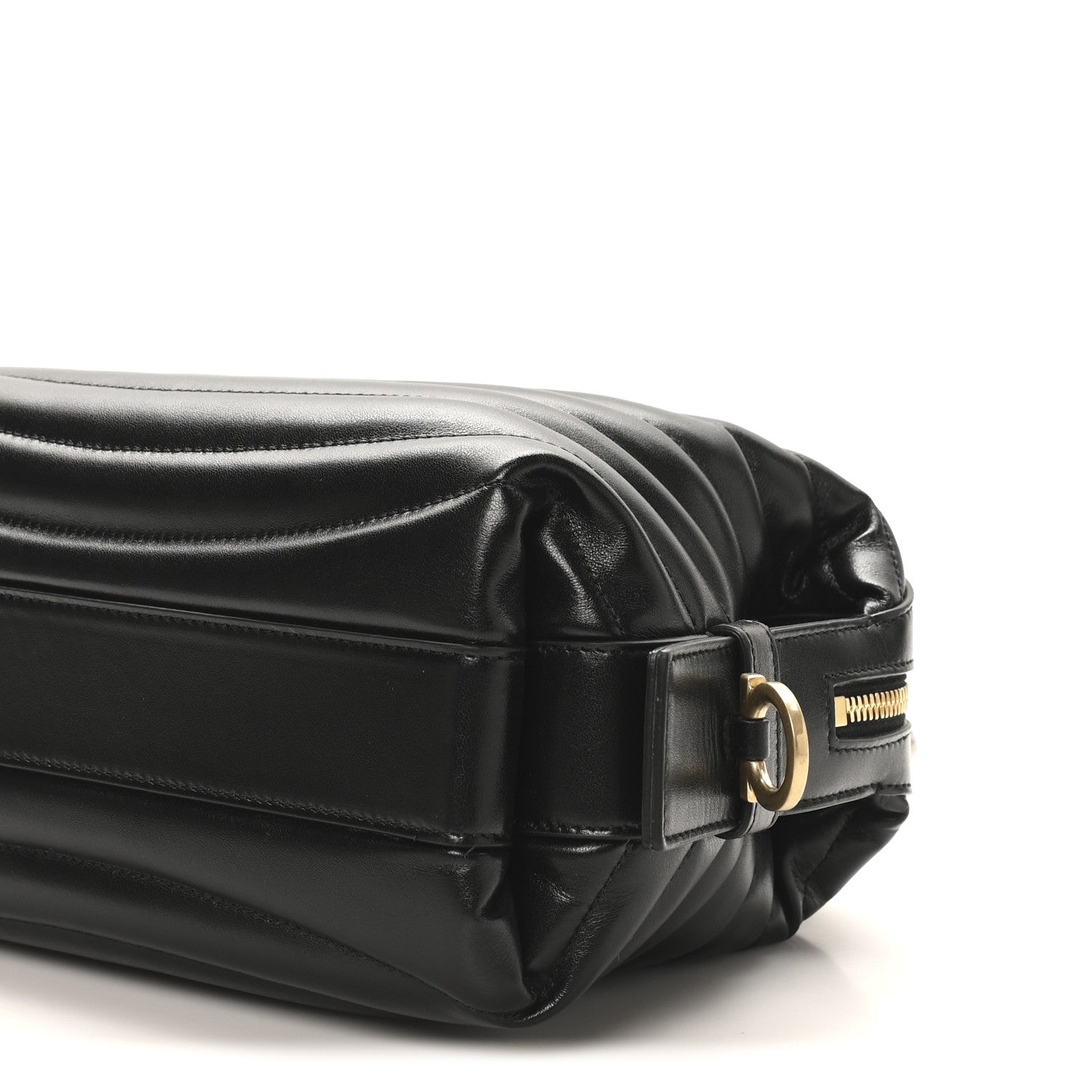 Salvatore Ferragamo Calfskin Quilted Bowling Top Handle Shoulder Bag Black 8 of 9
