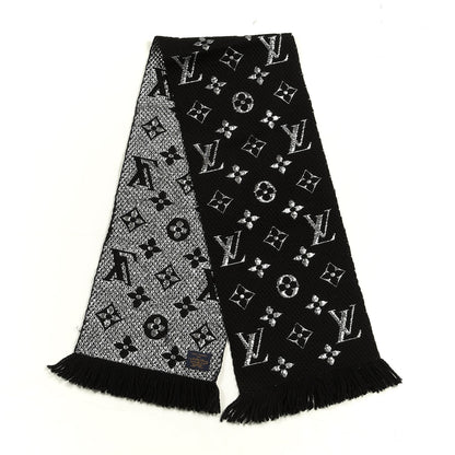 Louis Vuitton Wool Silk Logomania Shine Scarf Black 2 of 3