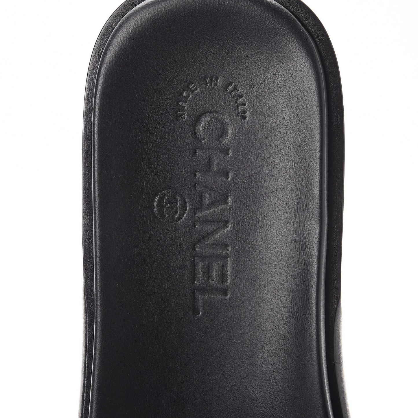 Patent Calfskin CC Slip On Mules 38.5 Black