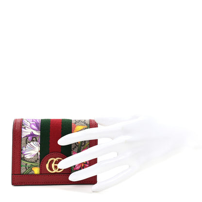 Gucci GG Supreme Monogram Flora Web Ophidia Card Case Red 2 of 7