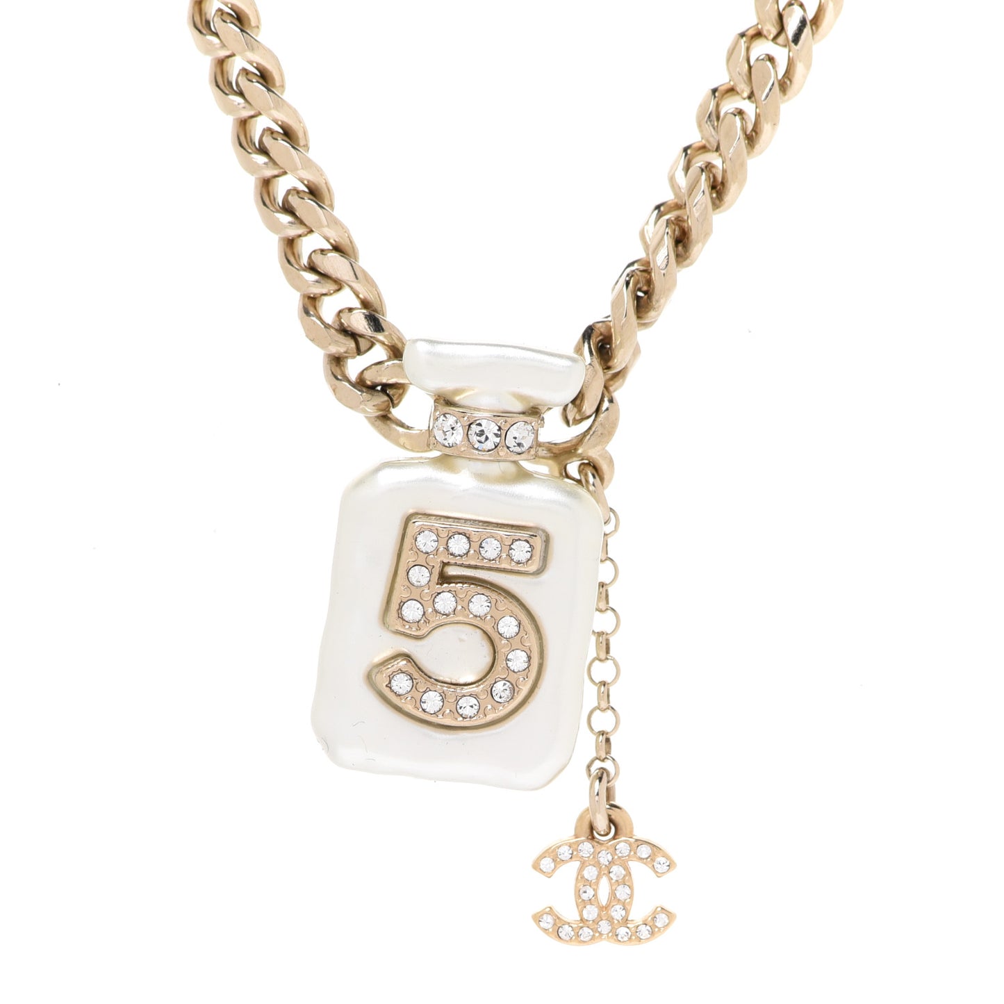 Resin Crystal CC No 5 Perfume Bottle Necklace