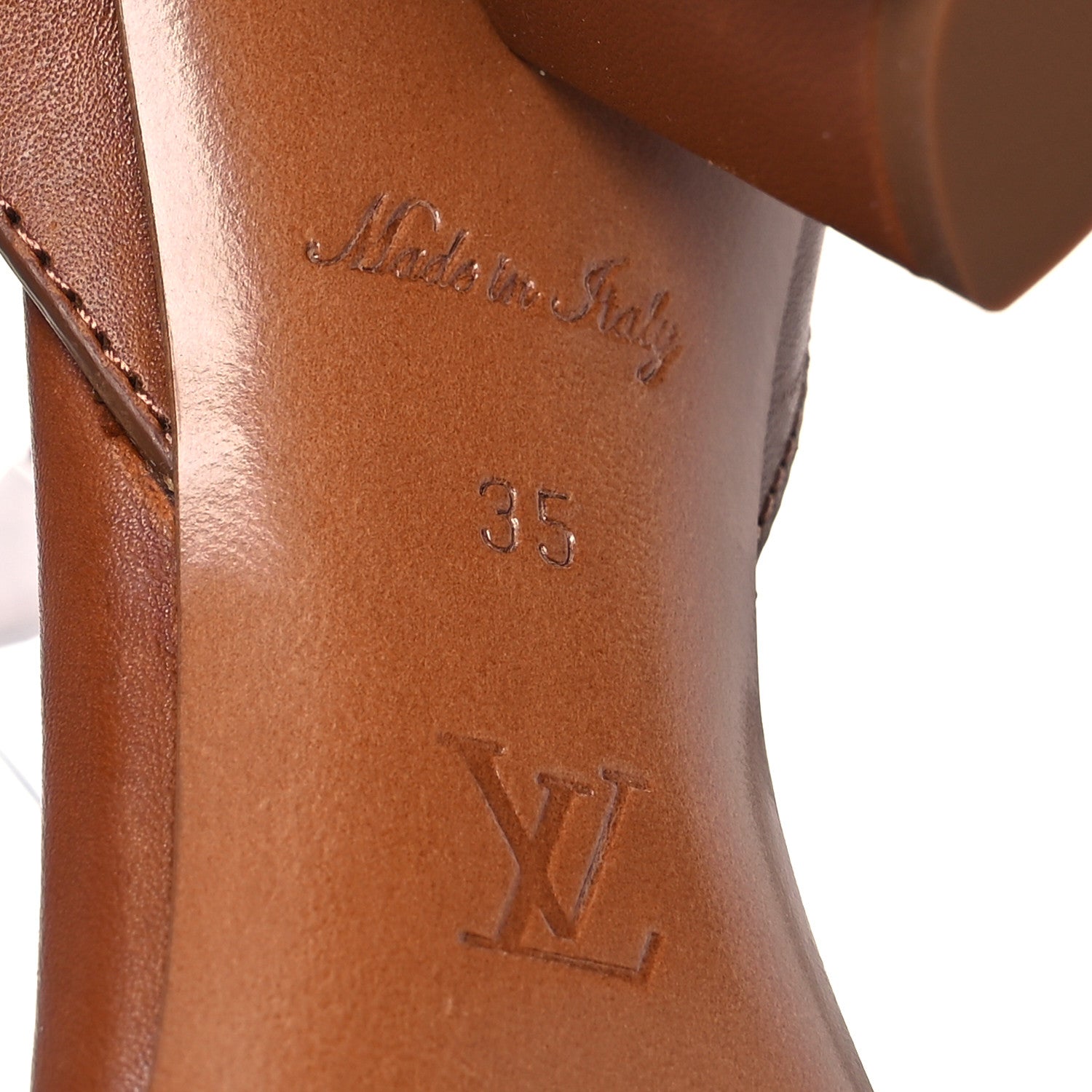 Louis Vuitton Calfskin Perforated Monogram Silhouette Sandals 35 Gold 7 of 16