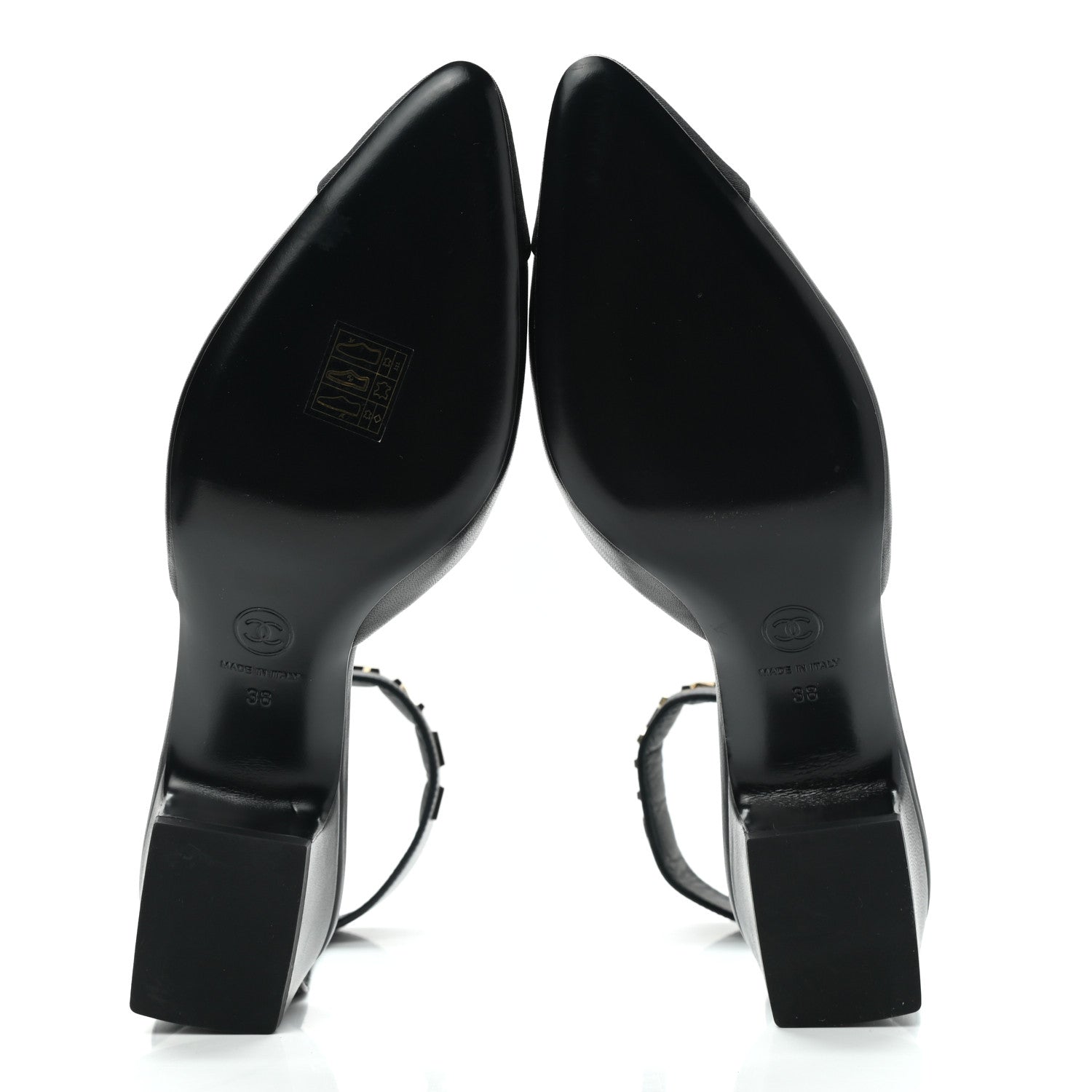 Chanel Lambskin Grosgrain Cap Toe Logo Ankle Strap Pumps 38 Black 5 of 9