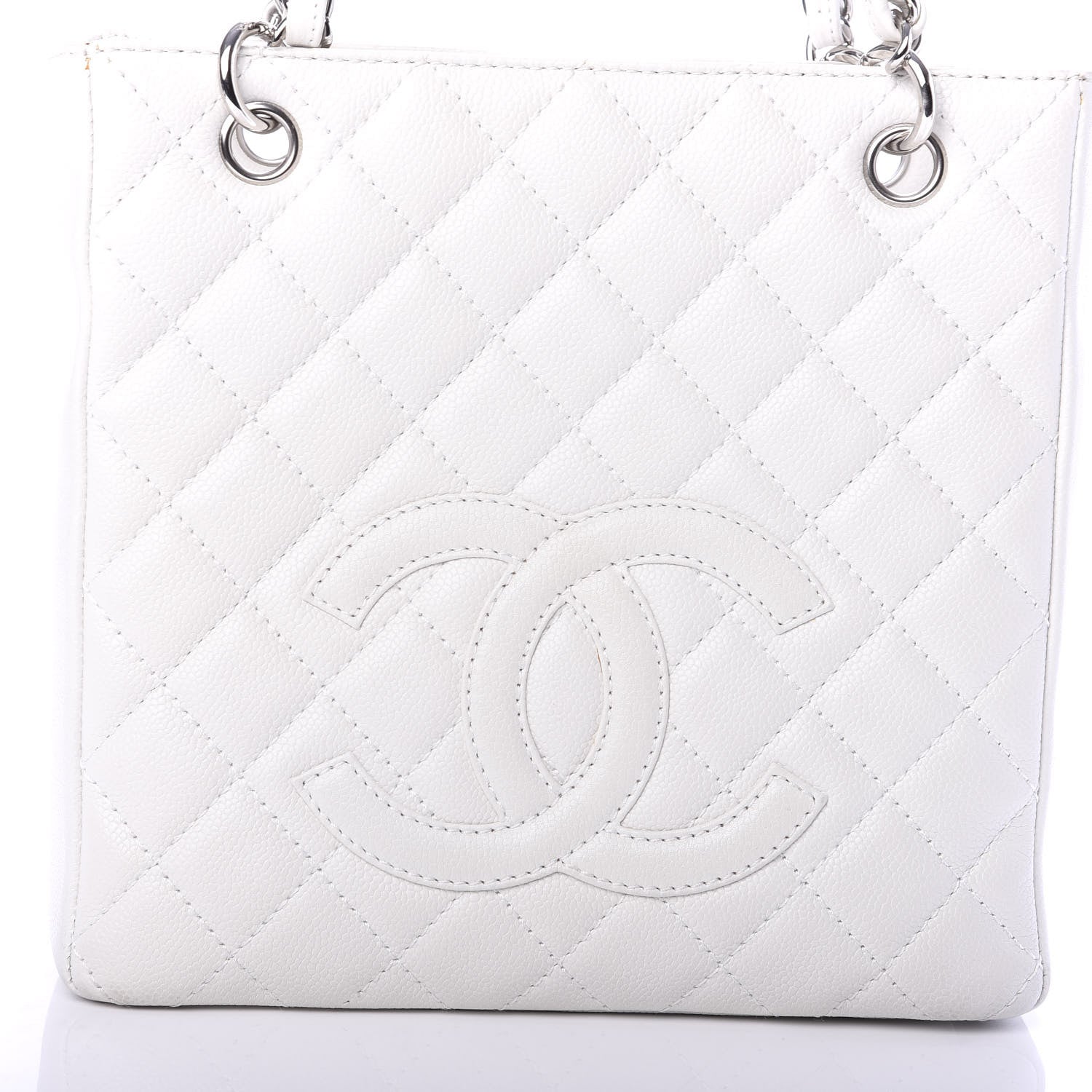 Chanel Caviar Quilted Petit Shopping Tote PST White 10 of 11
