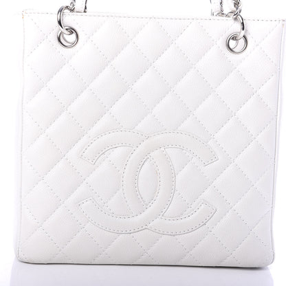 Chanel Caviar Quilted Petit Shopping Tote PST White 10 of 11