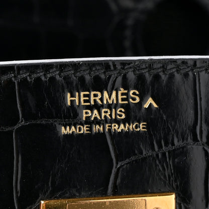 Hermes Shiny Porosus Crocodile Birkin 30 Black 6 of 15