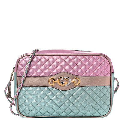 Gucci Laminated Nappa Trapuntata Small Zumi Shoulder Bag Rosa Lago Rame 1 of 9