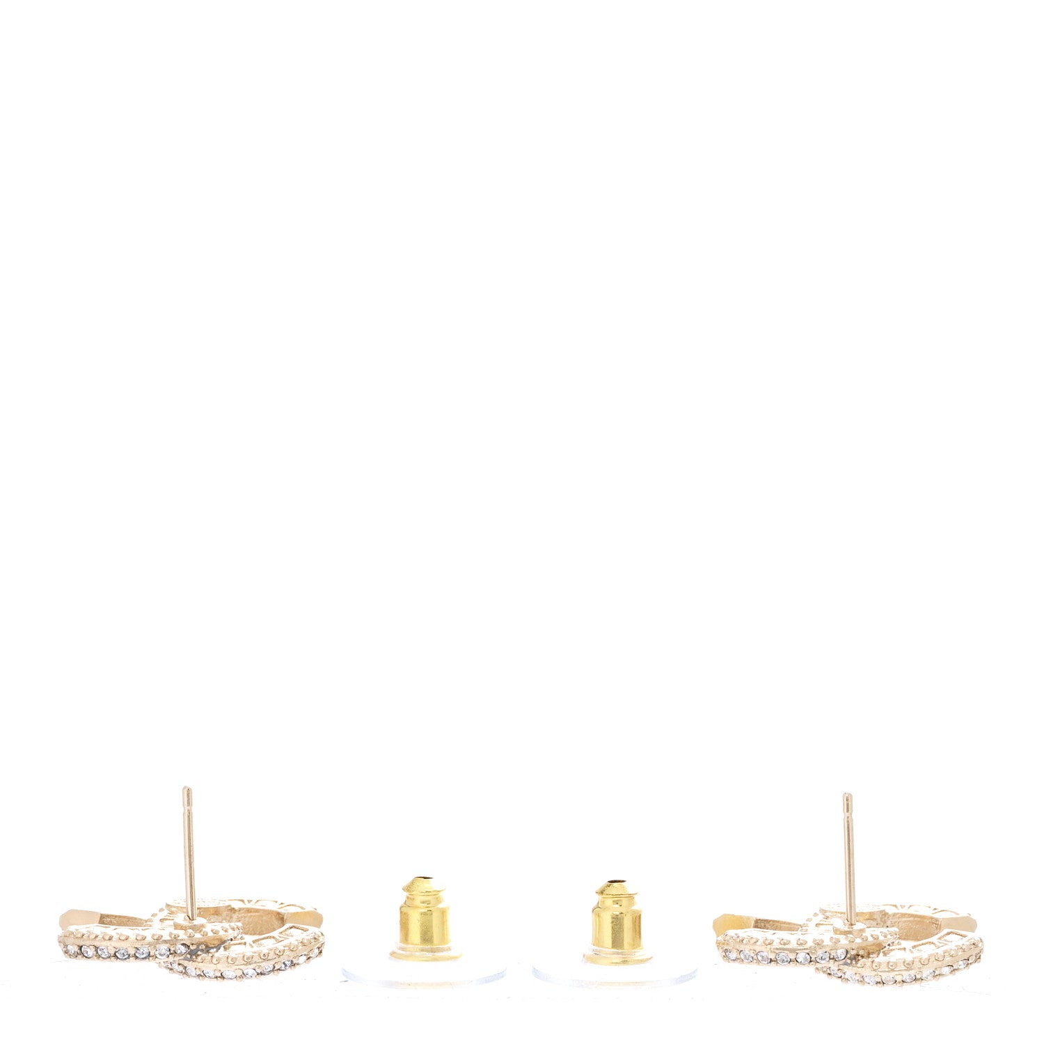Chanel Crystal Timeless CC Earrings Light Gold 3 of 5