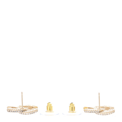 Chanel Crystal Timeless CC Earrings Light Gold 3 of 5