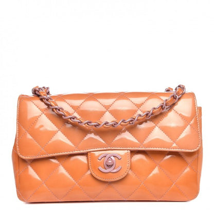 Chanel Patent Quilted Mini Rectangular Flap Orange 1 of 15