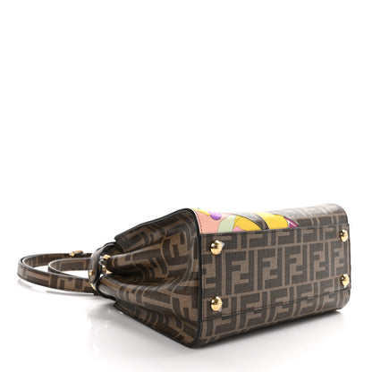 Fendi Glazed Fabric Vitello FF 1974 Hairdo Girls Inlay Mini Peekaboo Iconic Satchel Mogano Panna Multicolor 4 of 10
