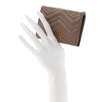 Gucci Calfskin Matelasse GG Marmont Card Case Wallet Porcelain Rose Porcelain Rose 2 of 8