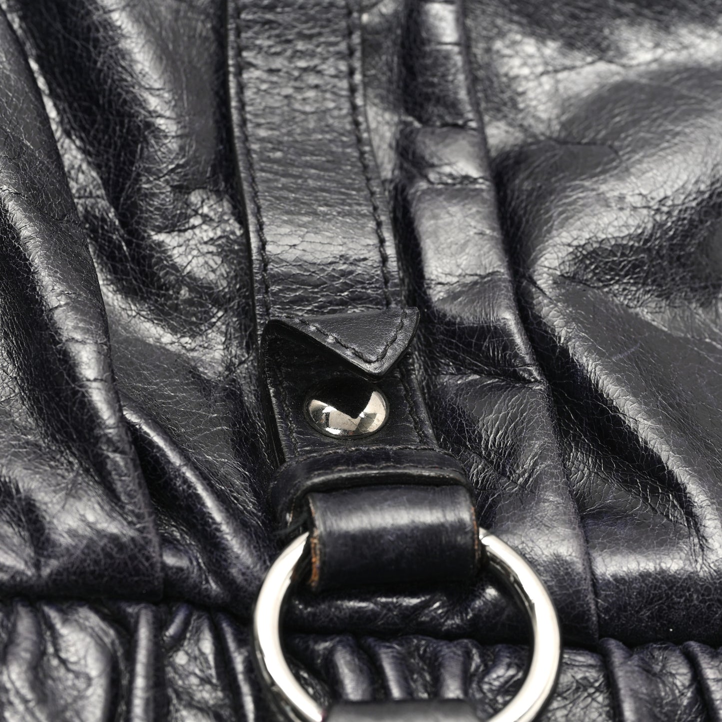 Vitello Lux Gathered Tote Black