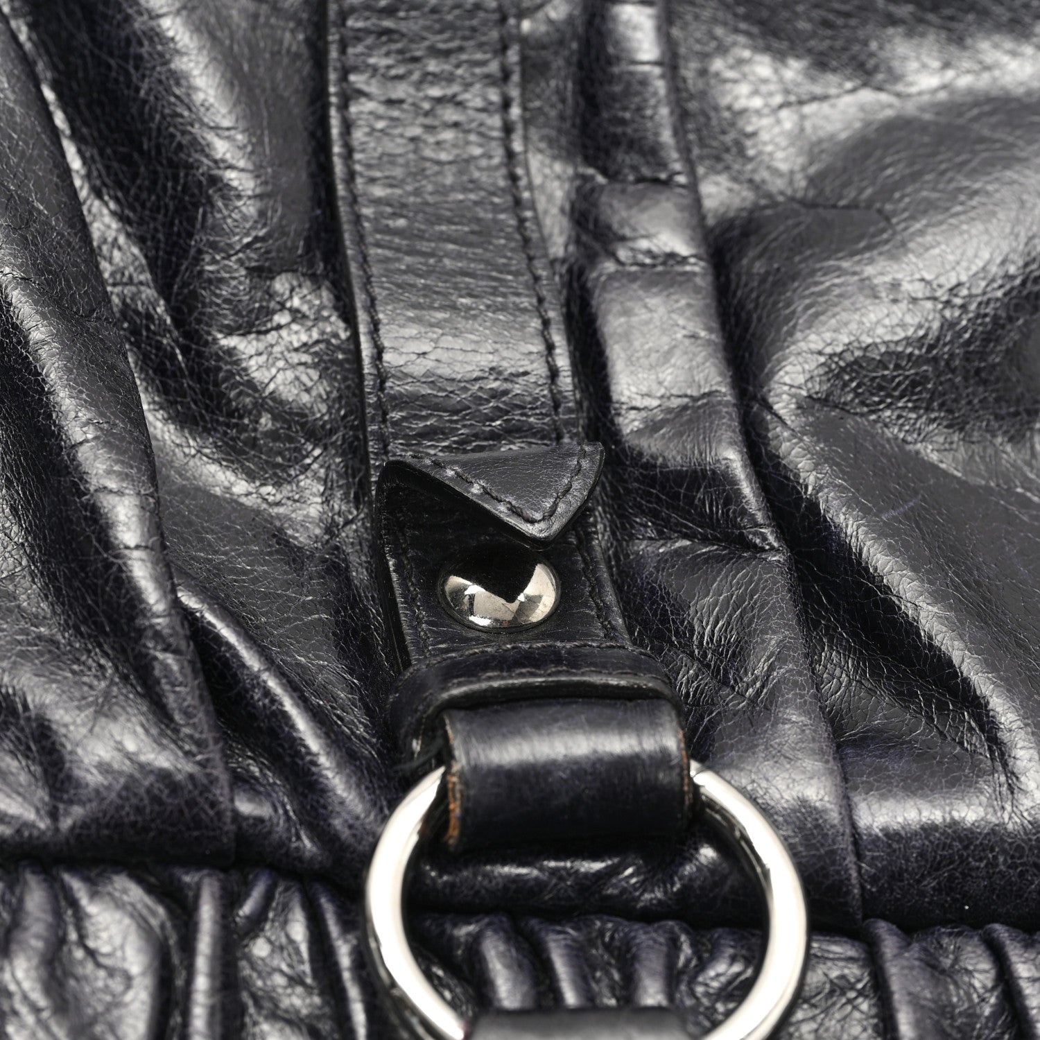 Miu Miu Vitello Lux Gathered Tote Black 11 of 12