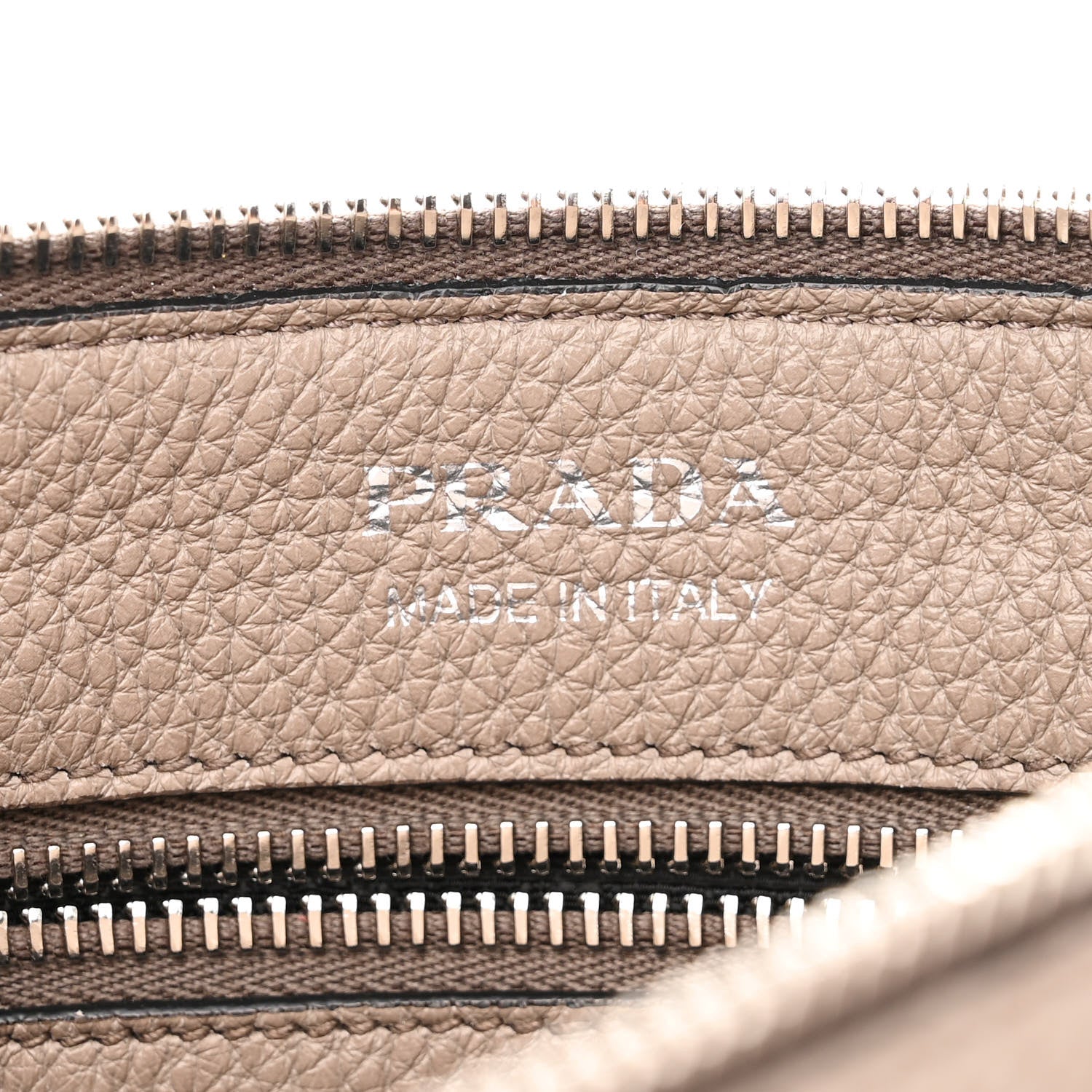Prada Vitello Daino Soft Zippered Shoulder Bag Argilla 6 of 9