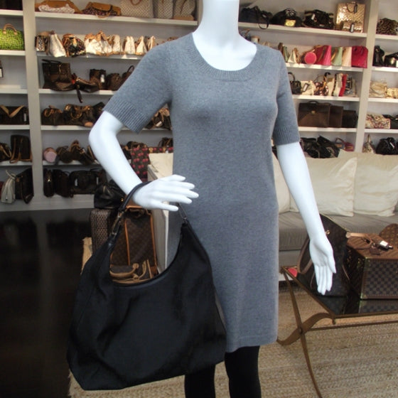 Nylon Monogram Large Hobo Black