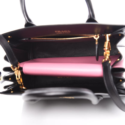 Prada Saffiano City Calfskin Small Bibliothèque Top Handle Black Begonia 7 of 10