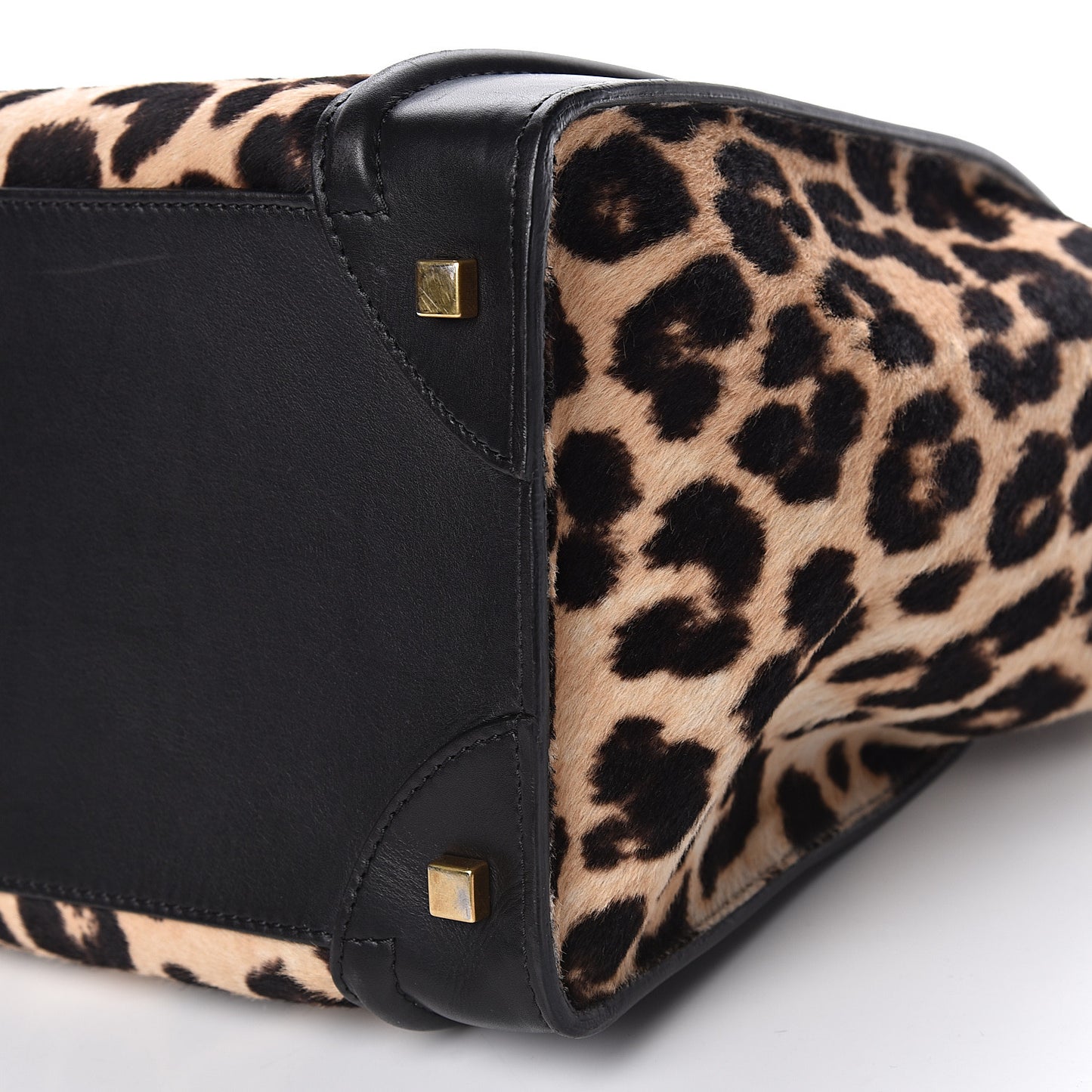 Leopard Pony Hair Mini Luggage Brown