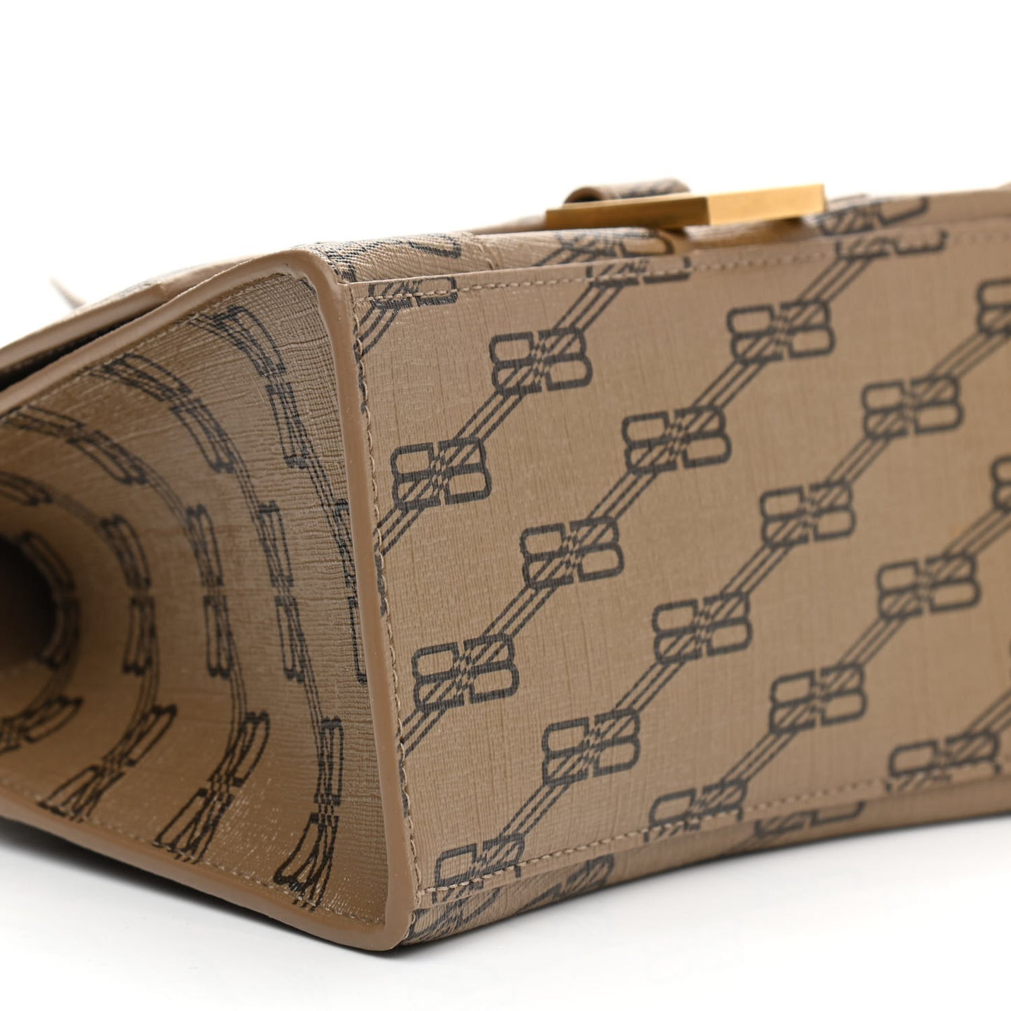 Coated Canvas BB Monogram Small Hourglass Top Handle Bag Beige Brown