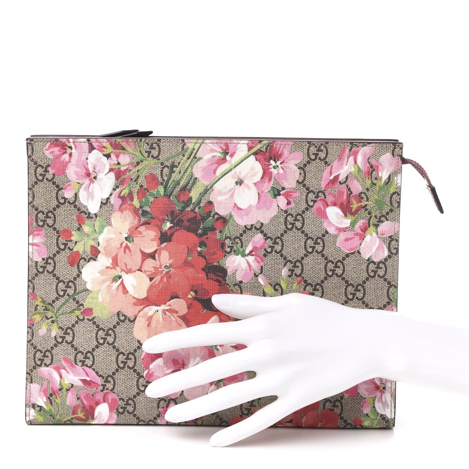 Gucci GG Supreme Monogram Blooms Large Cosmetic Case Beige Multicolor Dry Rose 2 of 8