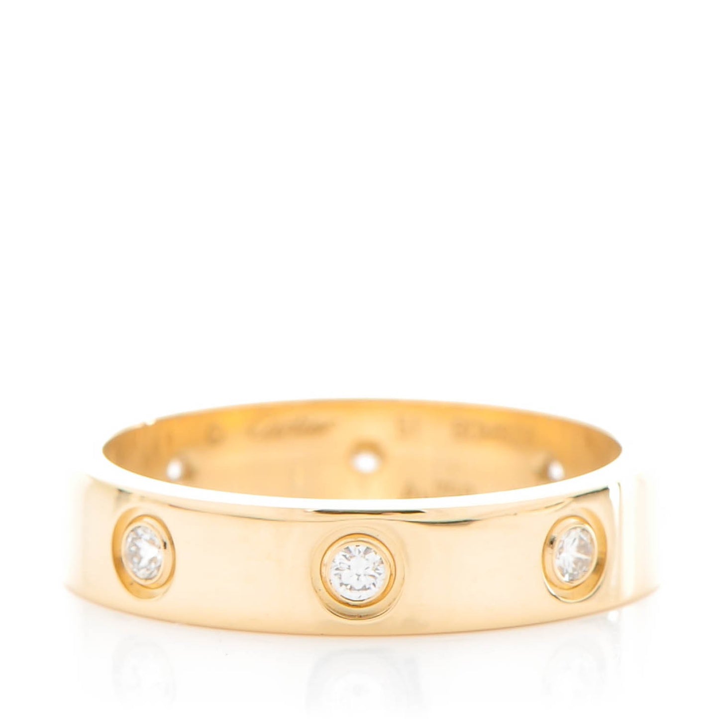 18K Yellow Gold 8 Diamond 4mm LOVE Wedding Band Ring 51 5.75