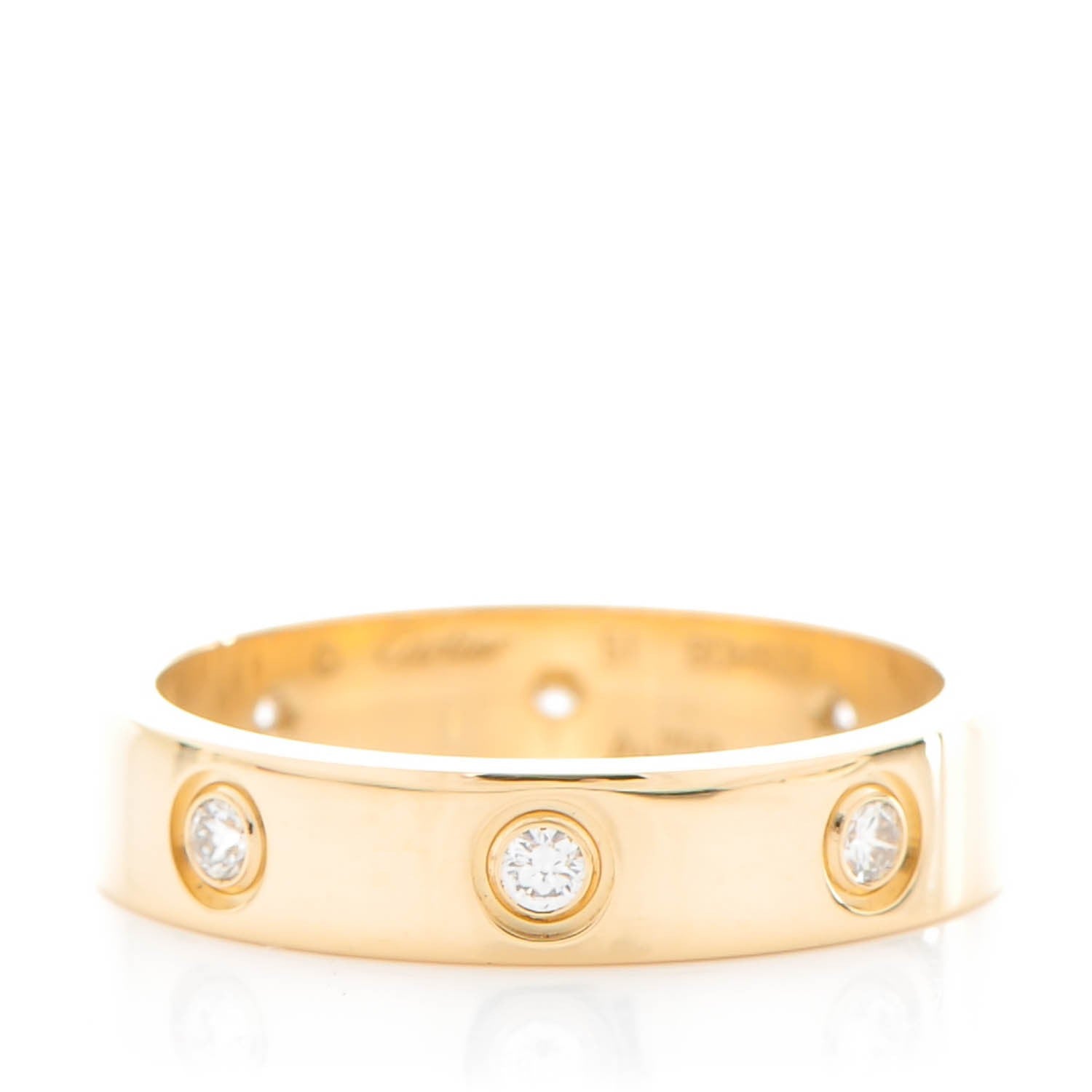 Cartier 18K Yellow Gold 8 Diamond 4mm LOVE Wedding Band Ring 51 5.75 1 of 5