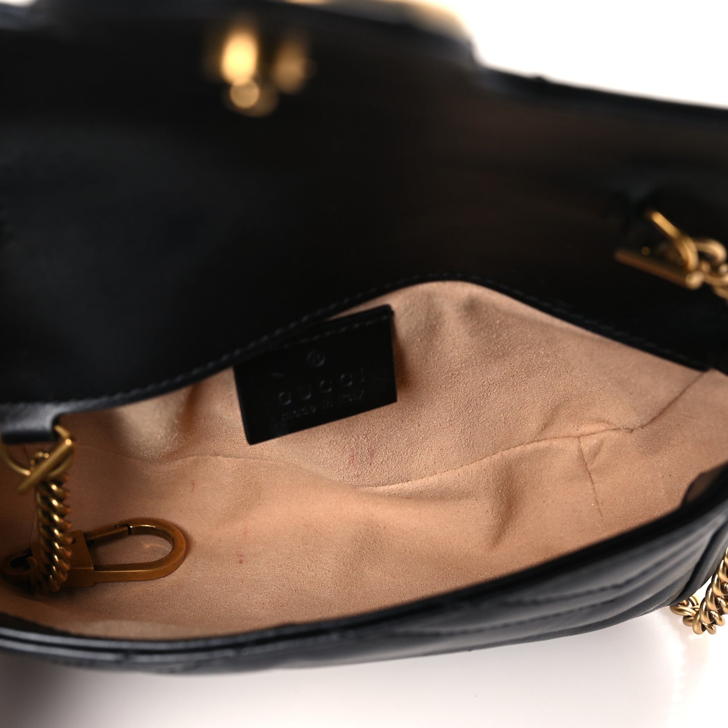 Calfskin Matelasse Super Mini GG Marmont Shoulder Bag Black