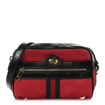 Gucci Suede Patent Web Mini Ophidia Shoulder Bag Hibiscus Red Black 1 of 10