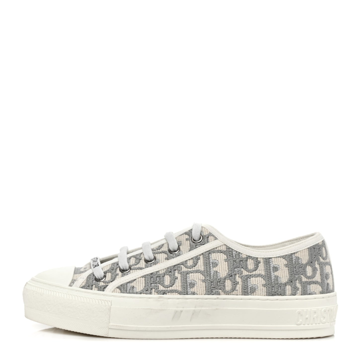 Canvas Oblique Walk'N'Dior Low Top Sneakers 36.5 Grey Stone