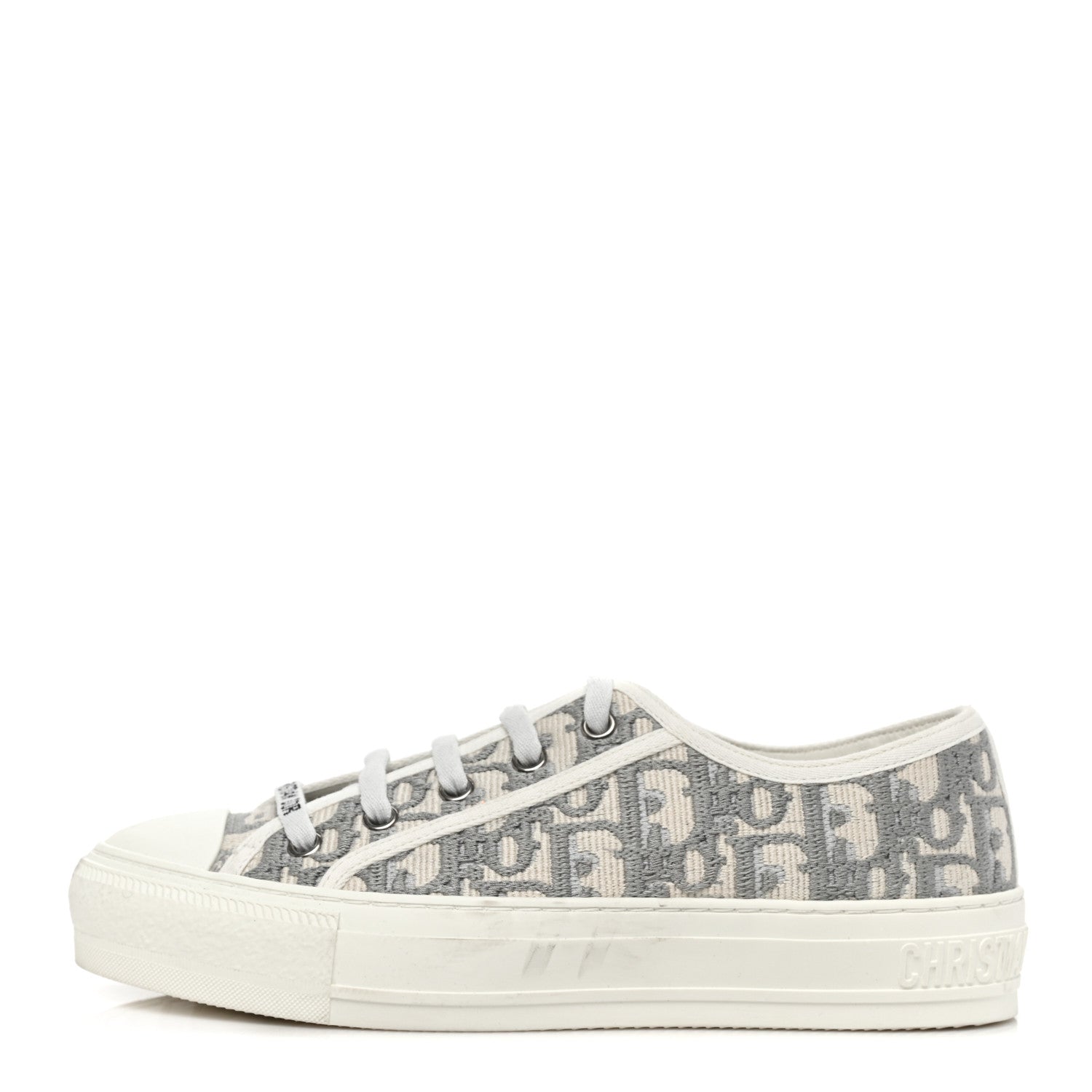 Christian Dior Canvas Oblique Walk'N'Dior Low Top Sneakers 36.5 Grey Stone 1 of 7