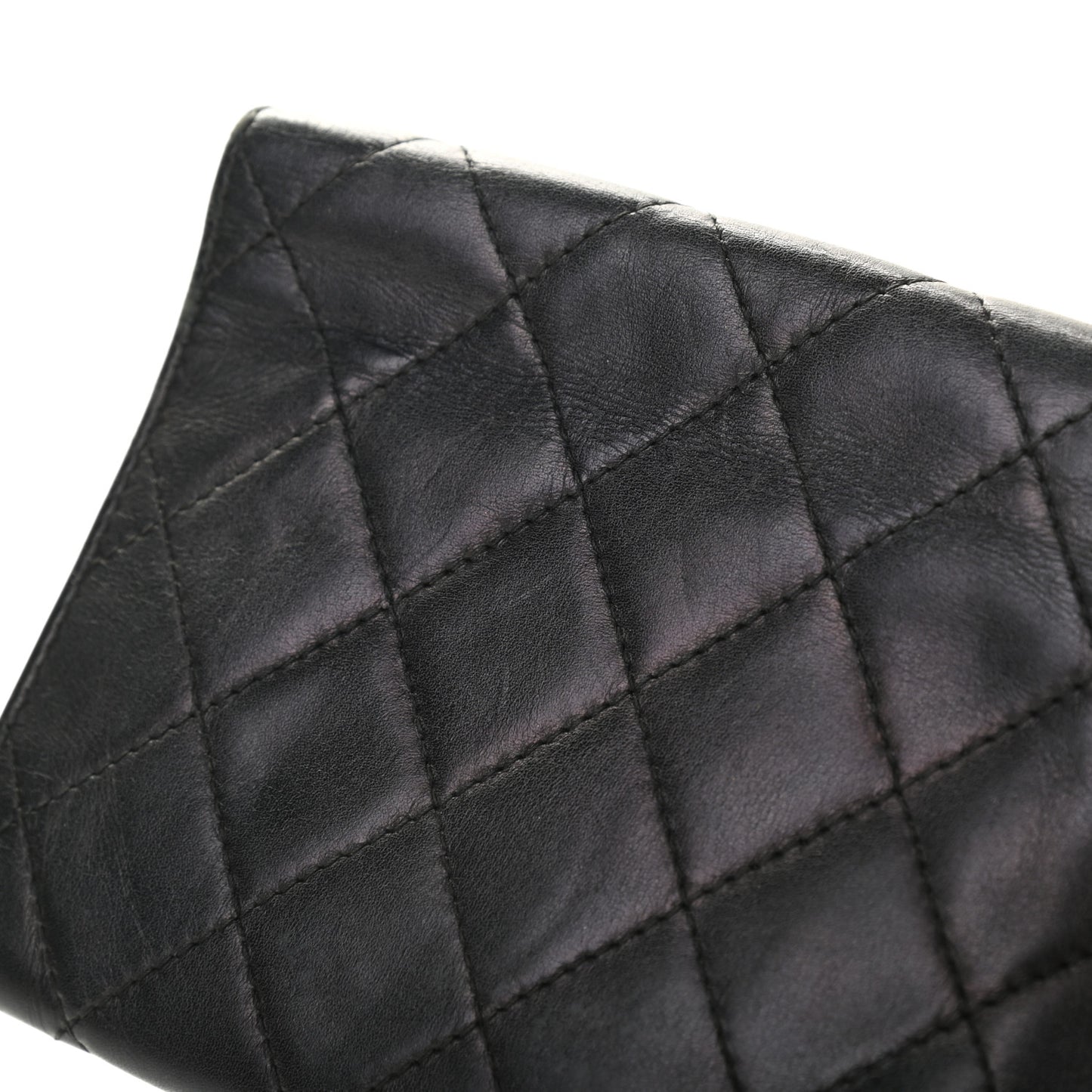 Calfskin Quilted Cambon Flap Wallet Black White