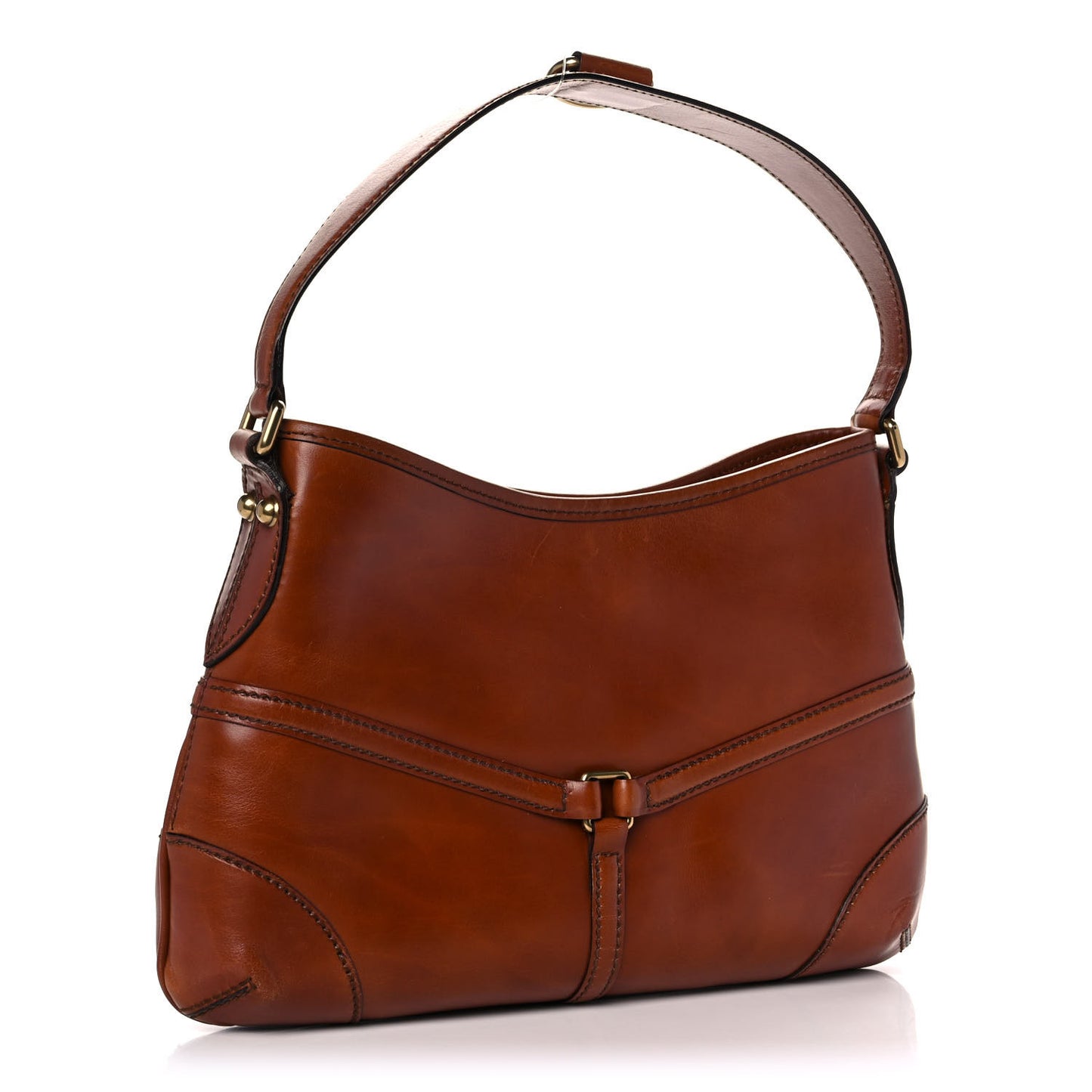 Calfskin GG Reins Shoulder Bag Brown