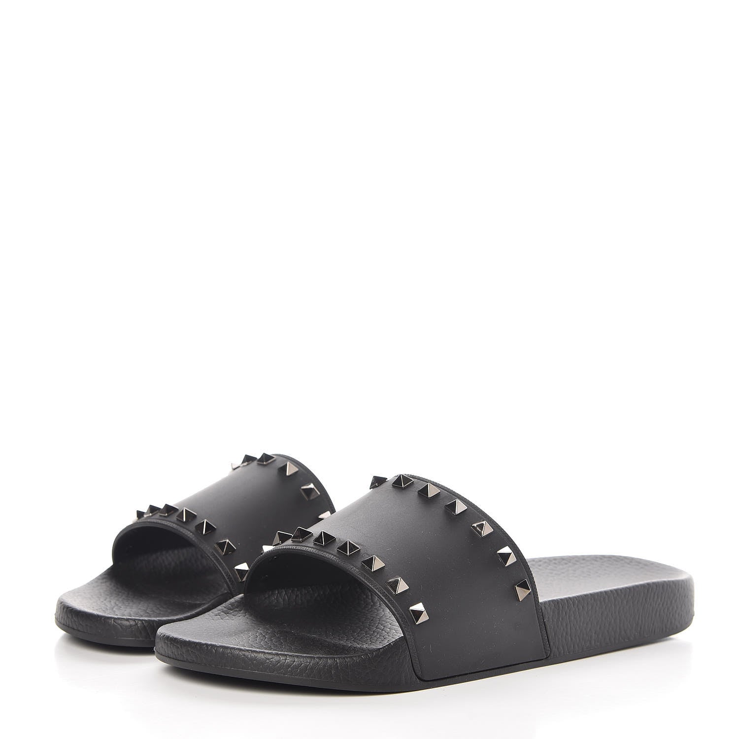 Valentino Garavani Rubber Rockstud Slide Sandals 44 Black 3 of 8