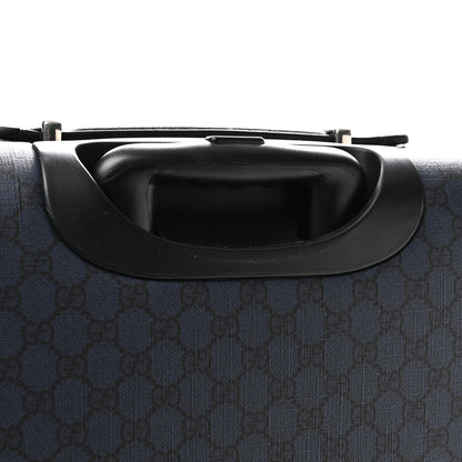 Gucci GG Supreme Monogram Textured Dollar Calfskin Web Ophidia Small Savoy Cabin Trolley Black Blue 12 of 12