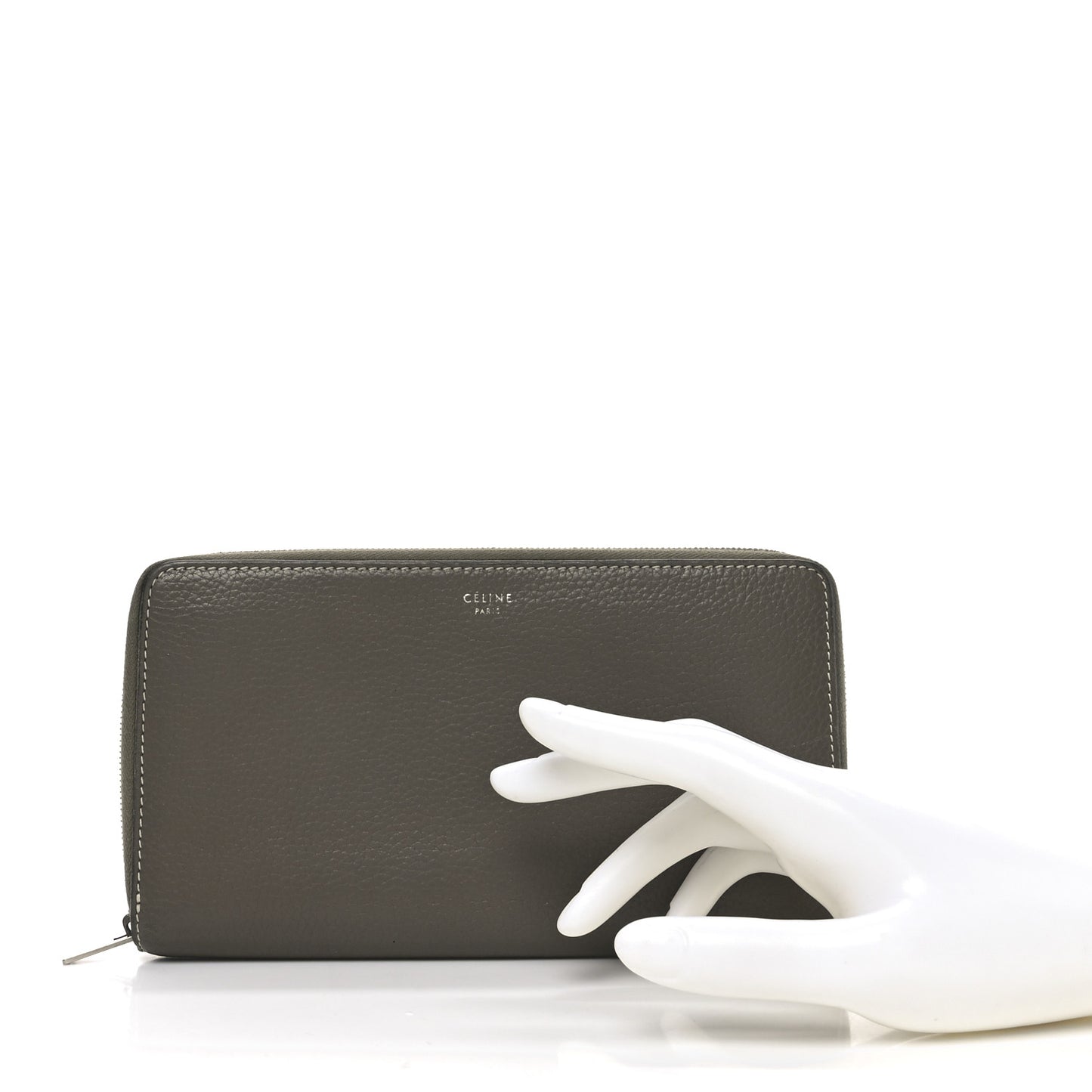 Drummed Calfskin Large Zip Around Multifunction Wallet Souris