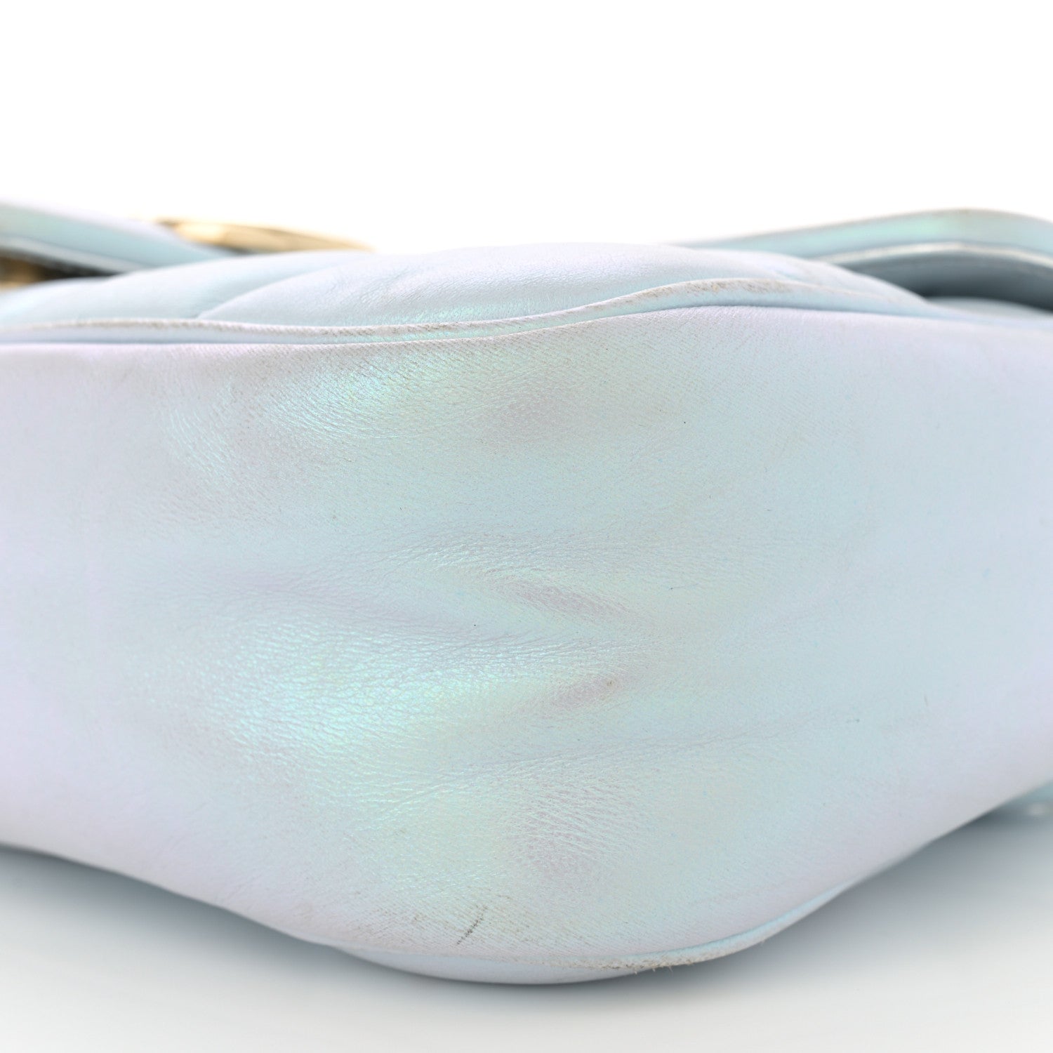 Gucci Iridescent Nappa Chevron Matelasse Small GG Marmont Shoulder Bag Iridescent Snow Light Blue 10 of 17