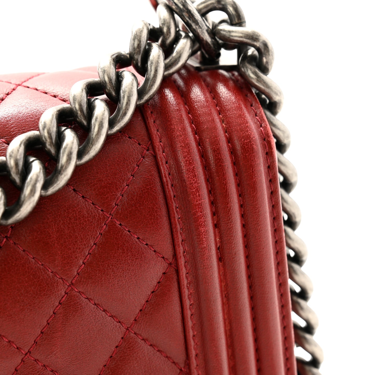 Lambskin Quilted Medium Boy Flap Red