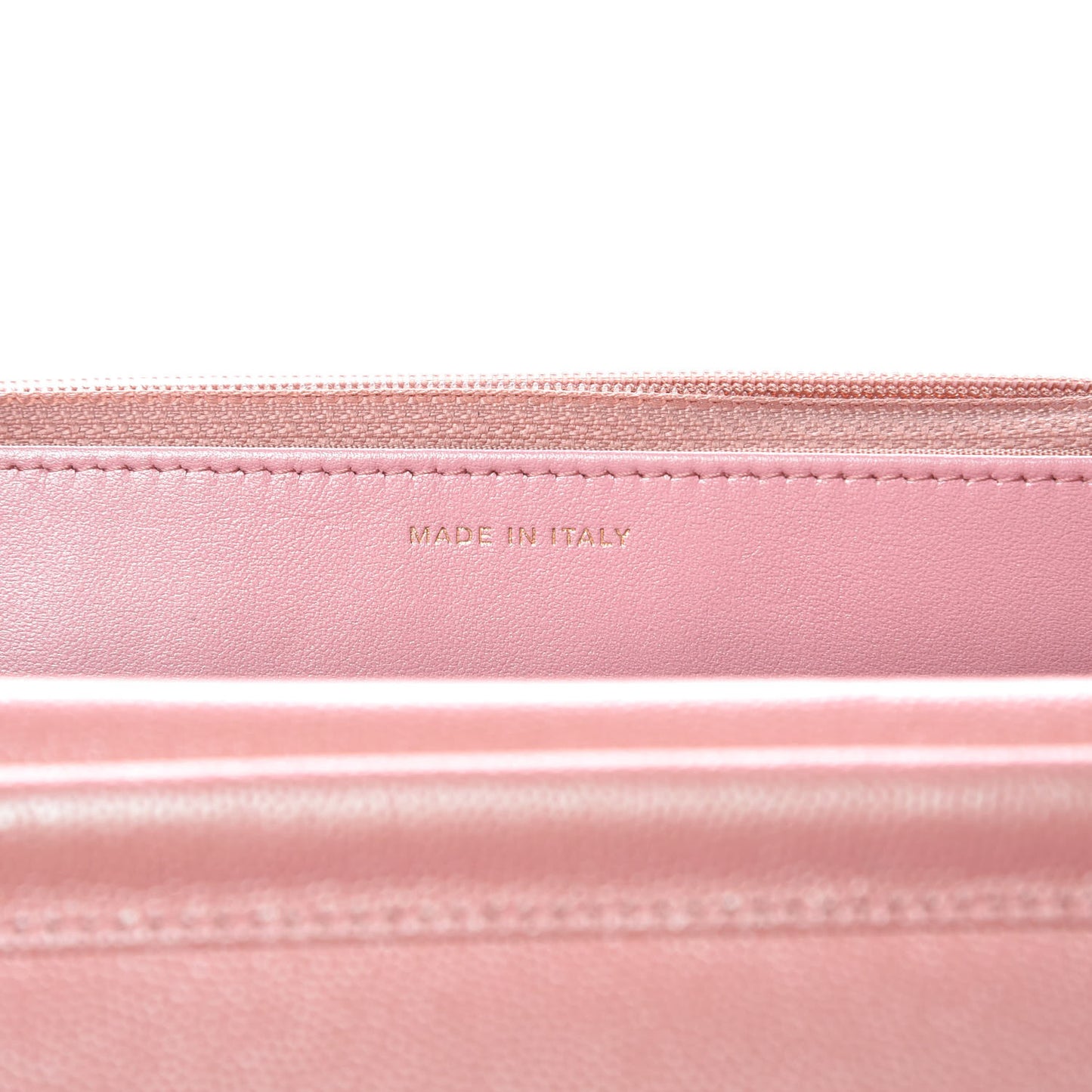 Iridescent Caviar Quilted Wallet on Chain WOC Rose Pink