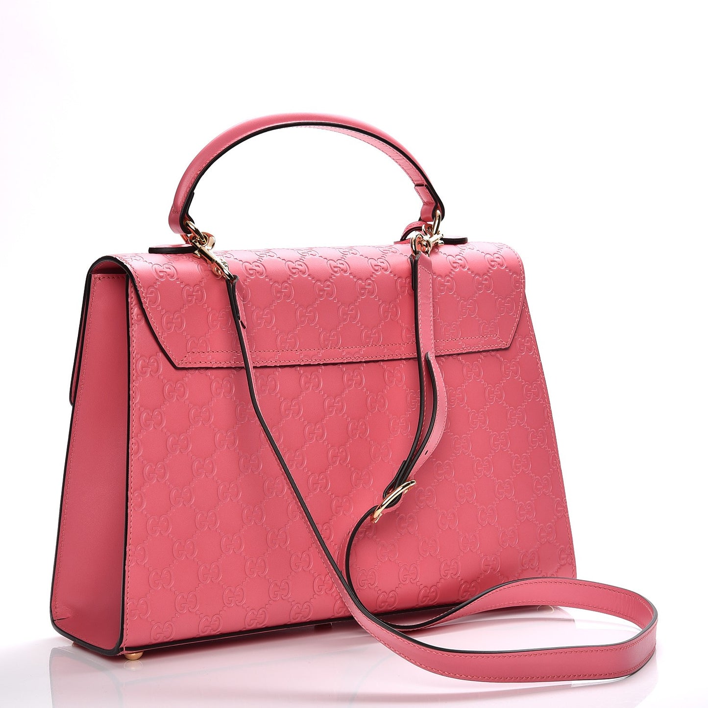 Guccissima Signature Medium Padlock Top Handle Bag Flush