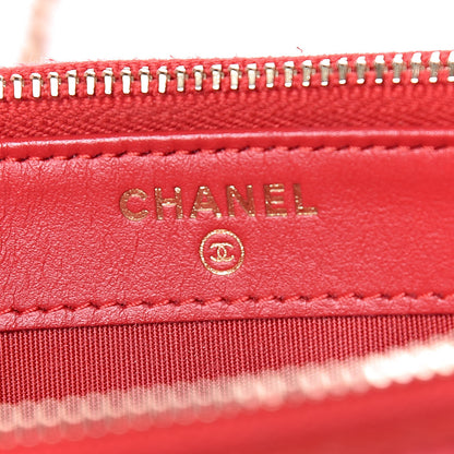 Chanel Caviar Quilted CC Filigree Clutch With Chain Red 8 of 13