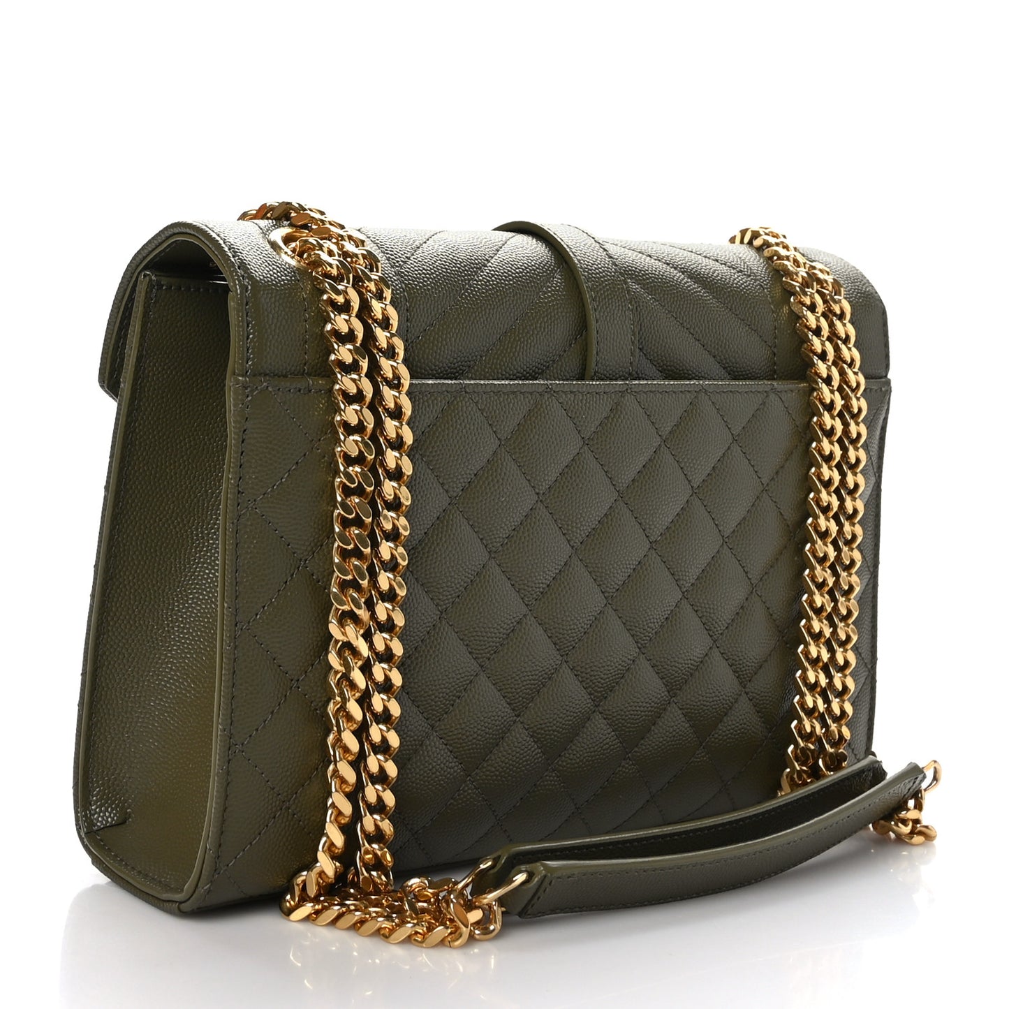 Grain De Poudre Textured Mixed Matelasse Medium Triquilt Monogram Satchel Vert Fonce