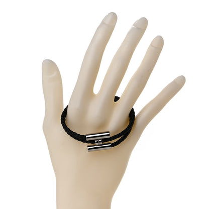 Hermes Swift Double Wrap Cord Tournis Tresse Bracelet Black 2 of 4