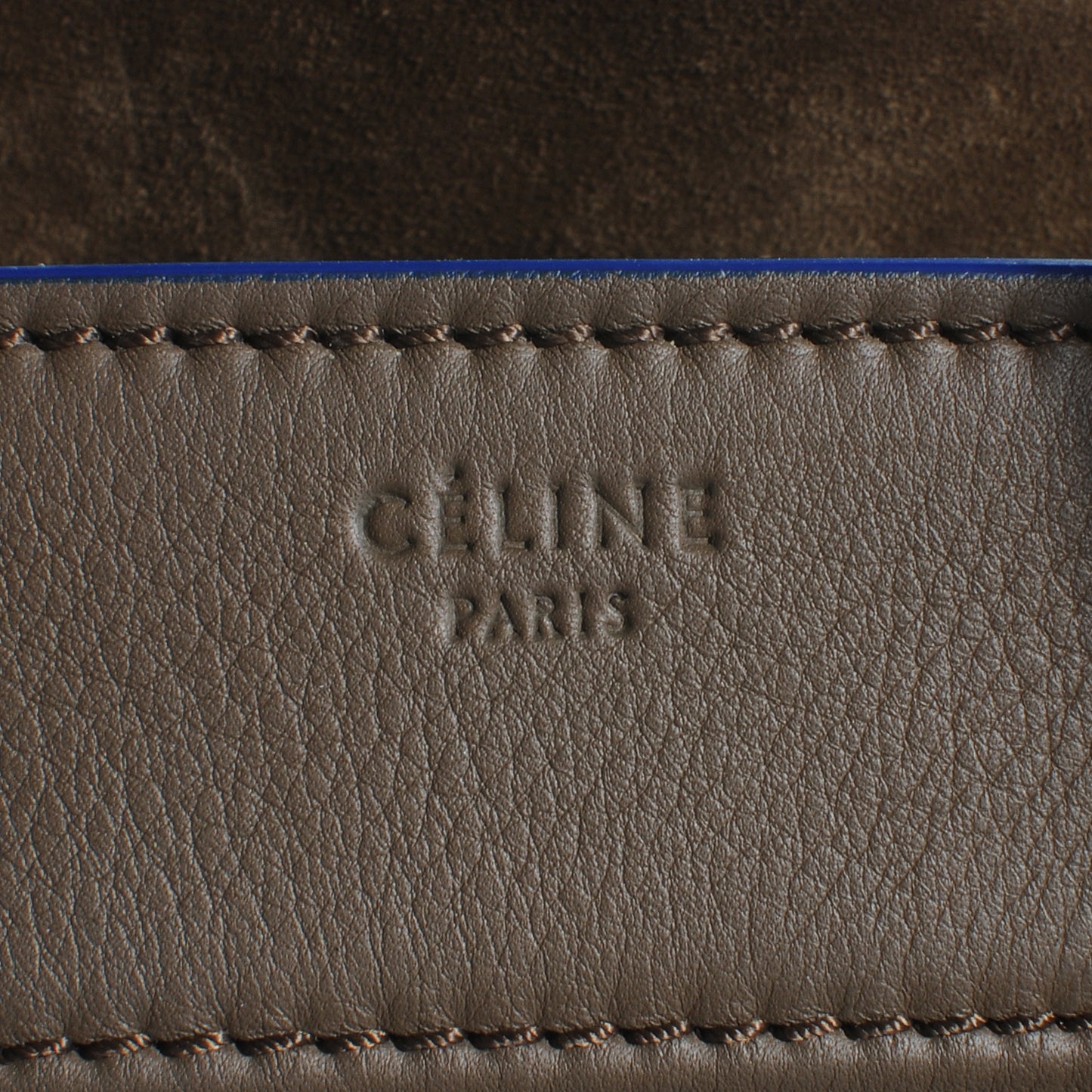 Smooth Calfskin Medium Phantom Luggage Khaki Cobalt Trim